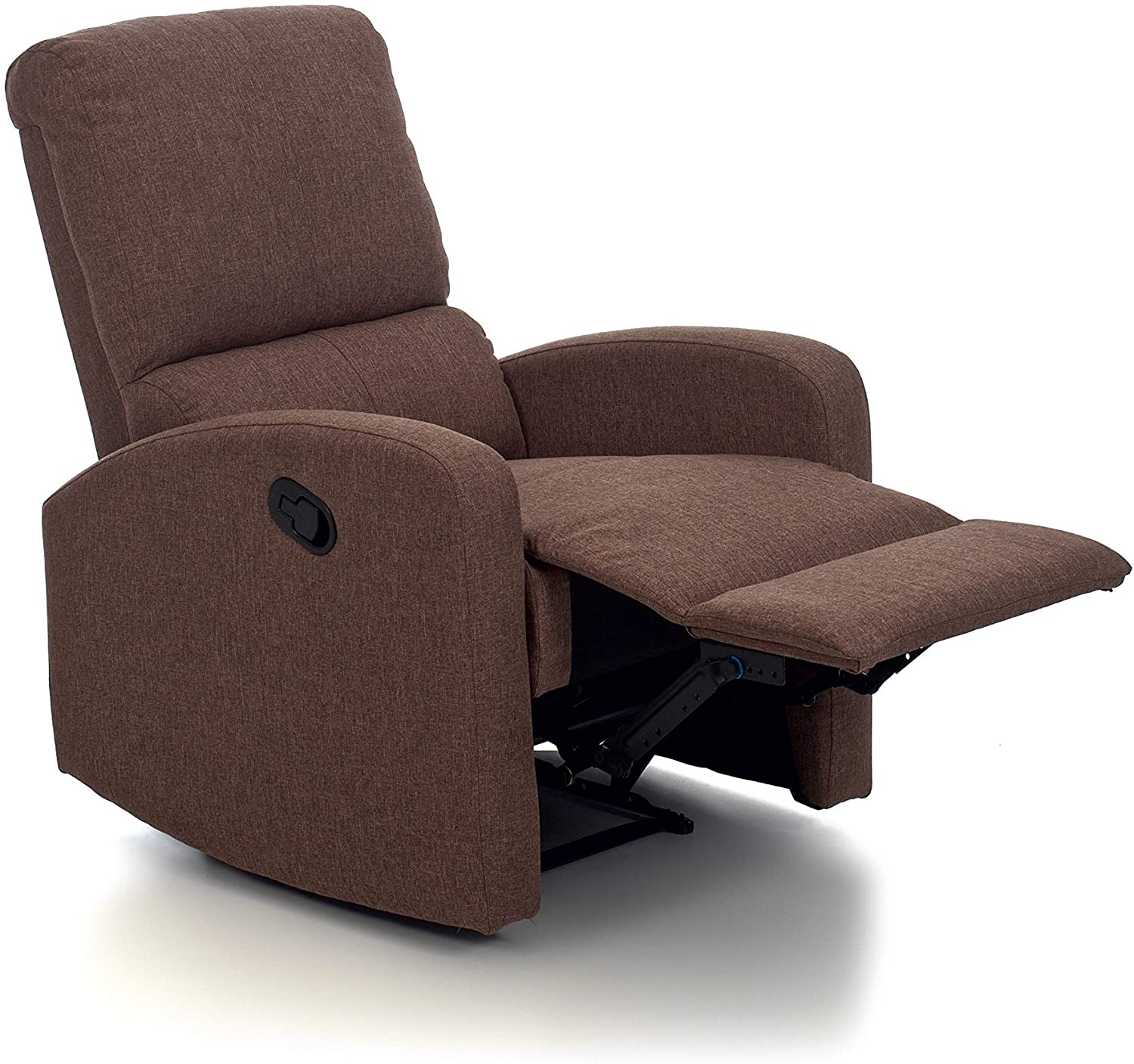 Marvin Poltrona Relax Tessuto Salotto con Poggiapiedi Reclinabile Prolunga sedia Imbottita 3 posizioni Letto Brown, Manuale 