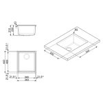 Lavello Smeg VZUM40AV2 vasca 40x34 cm sottotop 1 vasca avena - immagine 2