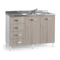 Sottolavello con cassettiera 120x50x85H olmo sinistro lavello incluso