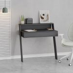 Scrivania da parete Cowork antracite con cassetto 94 cm. - immagine 3