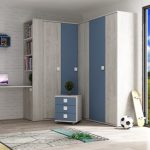Armadio 98x96x223h angolare bianco consumato celeste - immagine 4