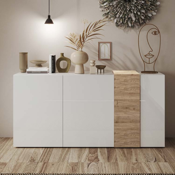 Madia Sabry 3 ante bianco lucido rovere Kadiz