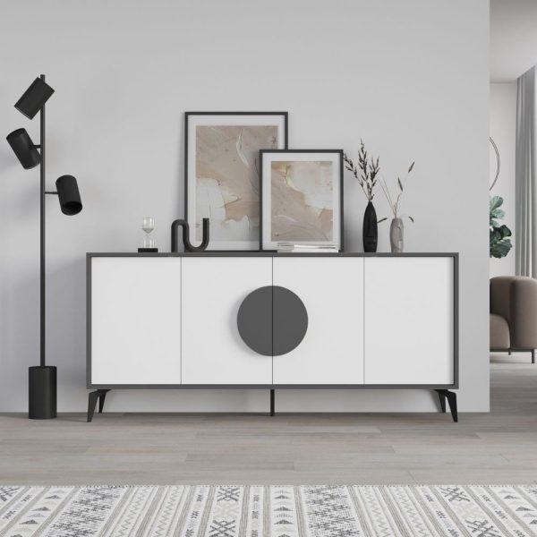Madia Gora 180 cm struttura colore antracite con ante bianche