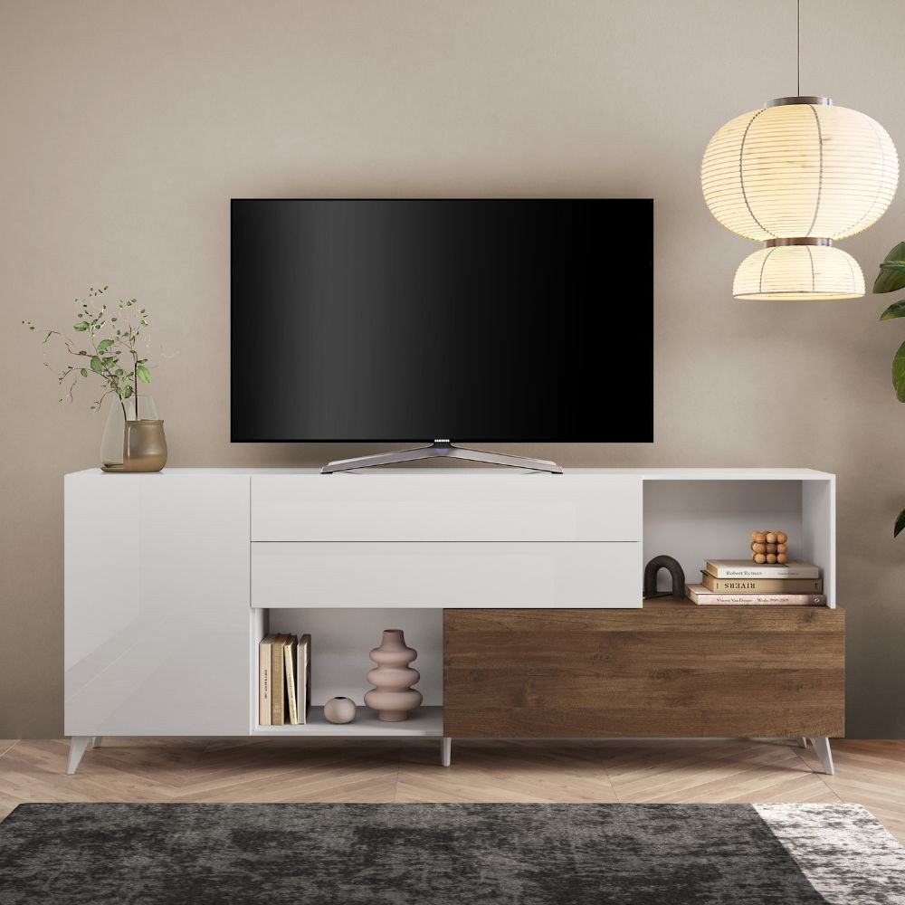 33554.jpg Madia Marion 240 cm. colore bianco ludico e mercure - immagine 1