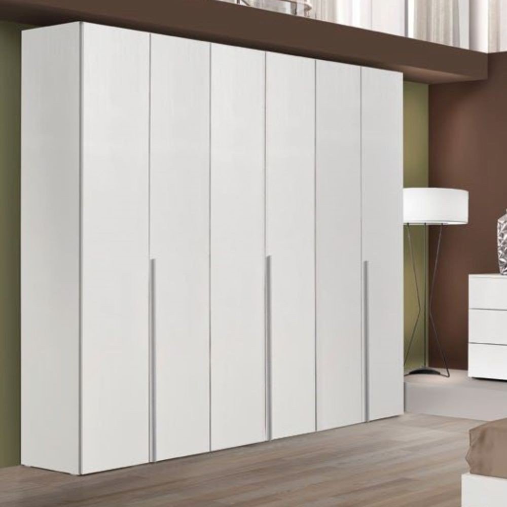 35171.jpg Armadio Urano 6 ante battenti bianco larice con maniglia alluminio - immagine 1