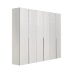 Armadio Urano 6 ante battenti bianco larice con maniglia alluminio - immagine 2