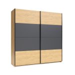 Armadio Loft 2 ante scorrevoli in rovere sonoma con dettaglio antracite - immagine 3