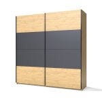Armadio Loft 2 ante scorrevoli in rovere sonoma con dettaglio antracite - immagine 4
