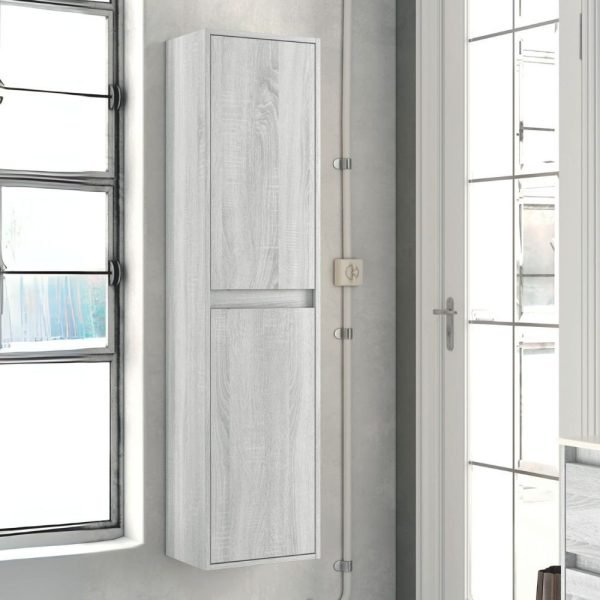 Colonna bagno Bolton 35x30.5x150 cm. 2 ante reversibili colore rovere grigio ghiaccio