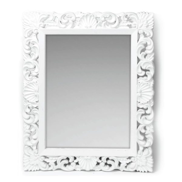 Specchio da parete con cornice a fantasia colore bianco Specchio2