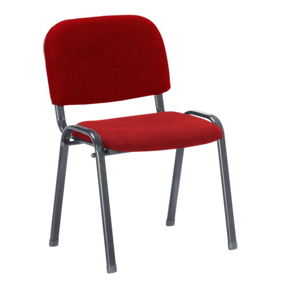 37306.jpg Sedia da ufficio con struttura in metallo nero e tessuto rosso - immagine 1