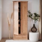 Armadio Timber 40A con 2 ante e 1 cassetto in rovere anticato con pomelli in metallo - immagine 2