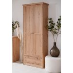 Armadio Timber 40A con 2 ante e 1 cassetto in rovere anticato con pomelli in metallo - immagine 3