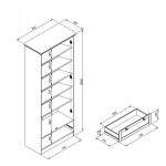 Armadio Timber 40A con 2 ante e 1 cassetto in rovere anticato con pomelli in metallo - immagine 9