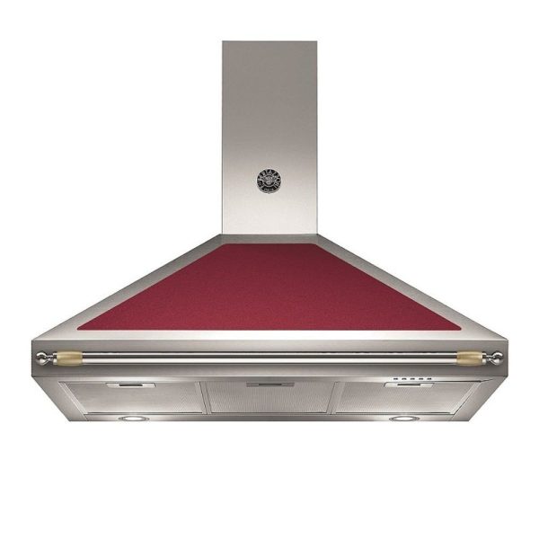 Cappa camino Bertazzoni K100HERVIA da 100 cm. colore inox e rosso