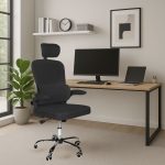 Sedia da ufficio ergonomica Vibes con tessuto a rete nero con base cromata