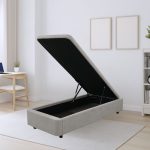 Letto singolo Sommier 80x190 con contenitore in tessuto Towel grigio chiaro