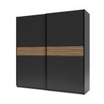 Armadio Metropol 2 ante scorrevoli 200 cm. colore antracite con inserti rovere - immagine 3