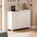 Comò Max 3 cassetti in legno massiccio colore bianco