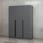 Armadio Kale 3 ante battenti colore antracite effetto cannettato - immagine 3