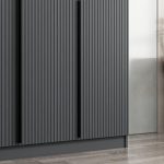 Armadio Kale 3 ante battenti colore antracite effetto cannettato - immagine 5