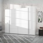 Armadio Callia con 2 ante battenti e 2 ante scorrevoli colore bianco 270.3x61.2xH210.5 cm.