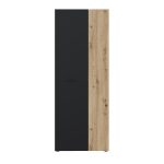 Armadio multiuso Teodoro 2 ante con ripiani struttura rovere e 1 anta nero - immagine 4