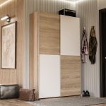 Armadio Zeno con 2 ante scorrevoli rovere e bianco e struttura rovere