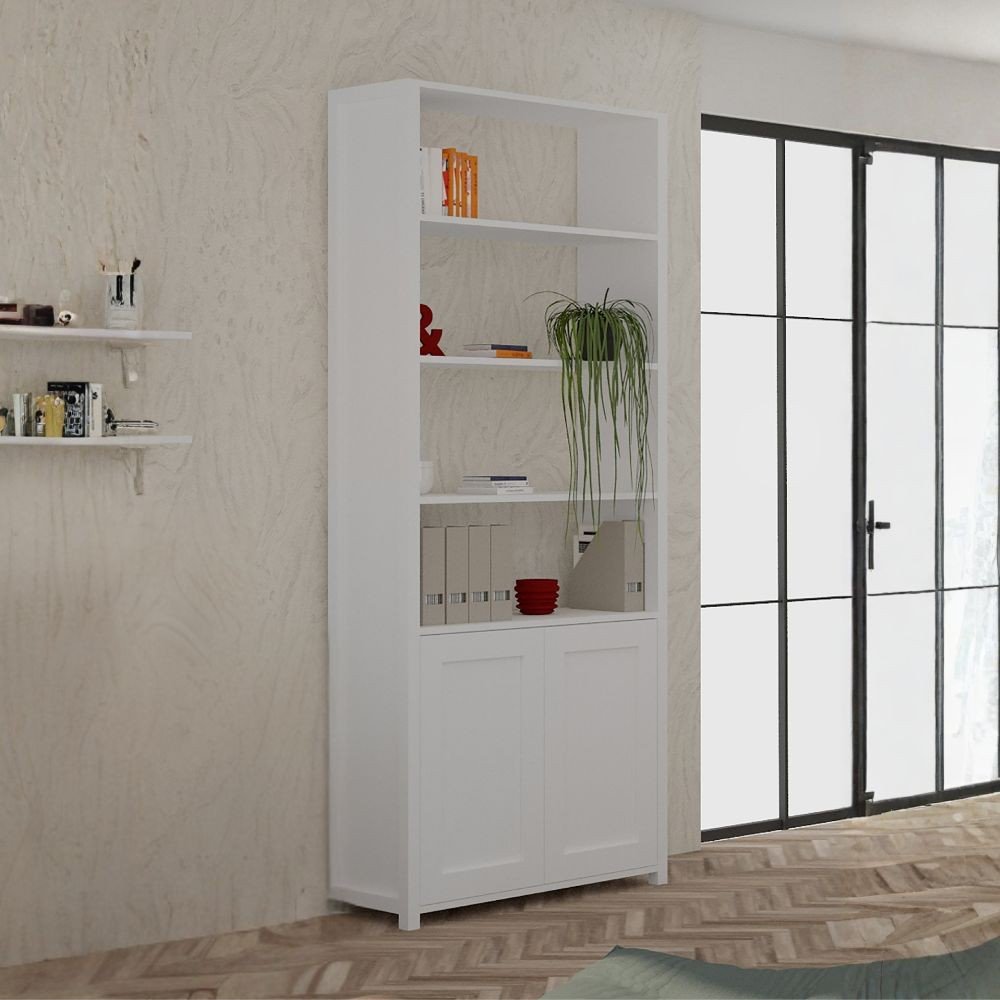 41799.jpg Libreria Miraflor con 2 ante e 4 vani a giorno colore bianco - immagine 1
