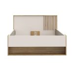 Letto una piazza e mezza Neutra 120x200 cm. con cassetto e 2 vani a giorno colore rovere e cashmere - immagine 3