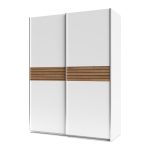 Armadio Metropol 2 ante scorrevoli 150 cm. colore bianco con inserti rovere - immagine 4