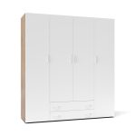 Armadio 4 ante 2 cassetti Seba 4 colore bianco con fianchi rovere - immagine 2