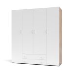 Armadio 4 ante 2 cassetti Seba 4 colore bianco con fianchi rovere - immagine 3