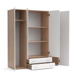 Armadio 4 ante 2 cassetti Seba 4 colore bianco con fianchi rovere - immagine 4