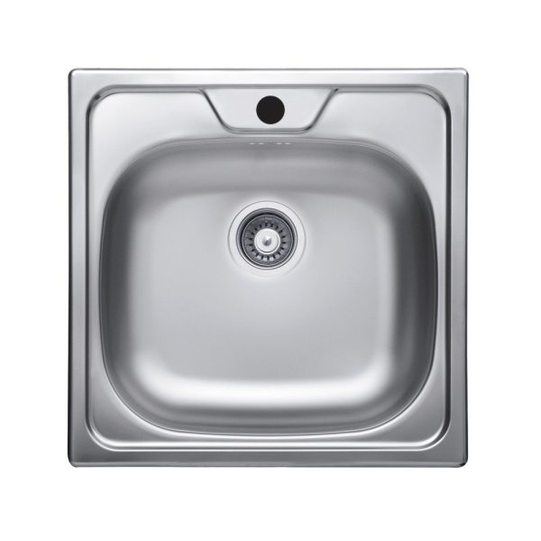 Lavello incasso monostampo N244KR 1 vasca 48x48 cm. inox
