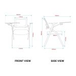 Sedia ufficio Loreto con tavolino ribaltabile, gambe in acciaio cromato e schienale in rete colore grigio e bianco - immagine 4