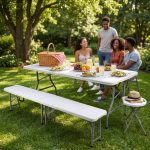 Panca Pieghevole Coco per Esterno Giardino Richiudibile a Valigetta (Bianca) - immagine 7