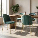SEDIA CHIARA IN VELLUTO CON GAMBE ORO - immagine 14