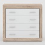 Cassettiera comò Sara 4 cassetti con struttura rovere e frontali bianco - immagine 3