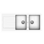 Enigma D200 lavello 2 vasche e gocciolatoio bianco - immagine 2