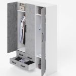 Armadio 210 tre ante e due cassetti bianco frassinato - immagine 2