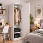 Armadio 180x45x60p cm 1 anta bianco frassinato - immagine 2