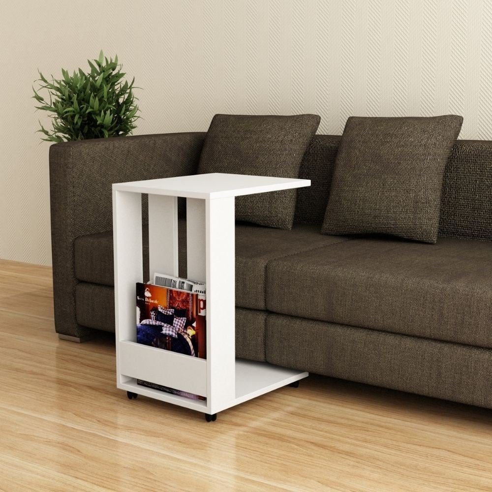 53060.jpg Tavolino da divano Edi porta pc e riviste bianco - immagine 1