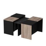 Set tavolini da salotto Owentav nero e noce nucleo effetto marmo - immagine 6