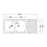 Lavello appoggio 50 series 120x50 cm 2 vasche SA127 destro - immagine 10