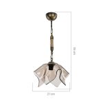 Lampada a sospensione Volga MDL3781 oro antichizzato e vetro fumè - immagine 3
