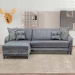 Divano con penisola contenitore reversibile Laos grigio soft 22 246x138x92 H