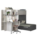 Letto a castello 6885 con scrivania reversibile bianco vintage antracite - immagine 10