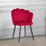 Sedia Omni velluto rosso con gambe metallo nero set 4 pezzi