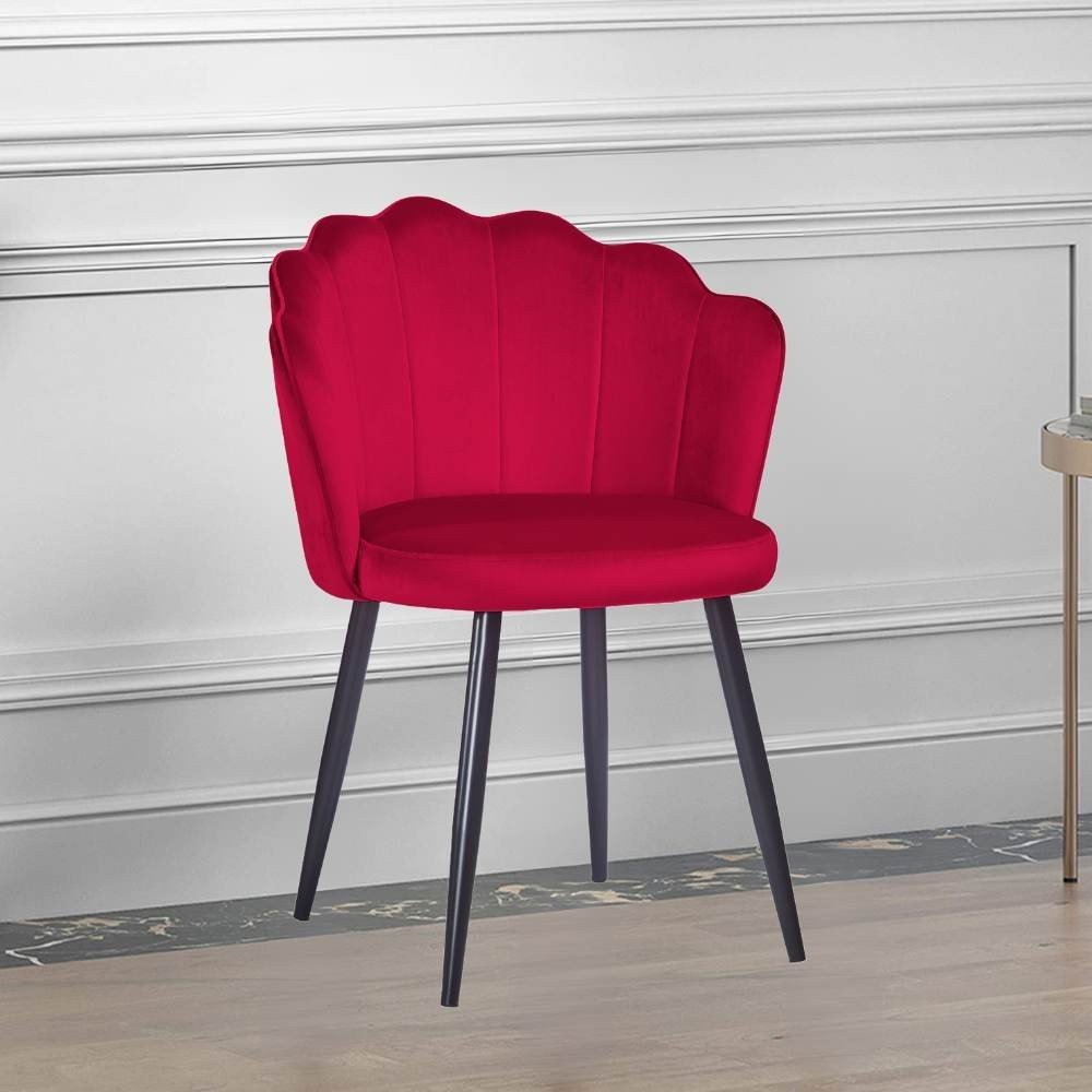 54851.jpg Sedia Omni velluto rosso con gambe metallo nero set 4 pezzi - immagine 1